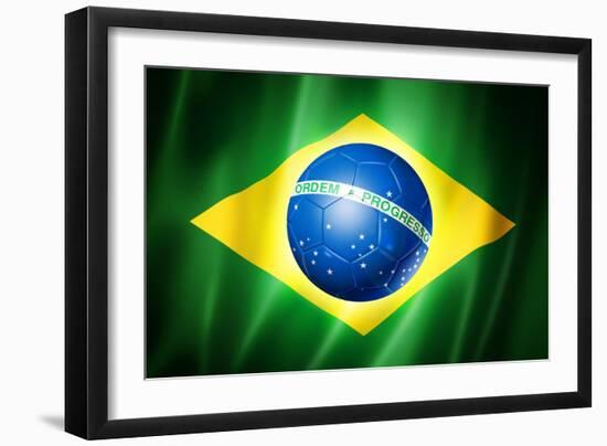 Brazil Soccer World Cup 2014 Flag-daboost-Framed Art Print