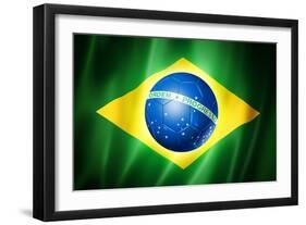 Brazil Soccer World Cup 2014 Flag-daboost-Framed Art Print