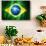 Brazil Soccer World Cup 2014 Flag-daboost-Art Print displayed on a wall