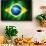 Brazil Soccer World Cup 2014 Flag-daboost-Framed Art Print displayed on a wall