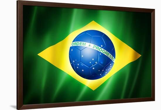 Brazil Soccer World Cup 2014 Flag-daboost-Framed Art Print