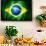 Brazil Soccer World Cup 2014 Flag-daboost-Framed Art Print displayed on a wall