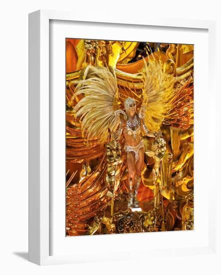 Brazil, State of Rio de Janeiro, City of Rio de Janeiro, Samba Dancer in the Carnival Parade at The-Karol Kozlowski-Framed Photographic Print