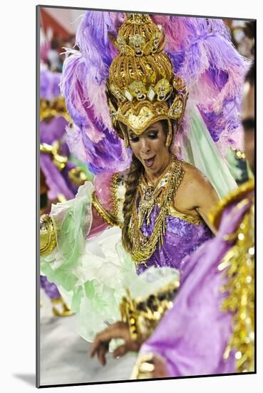 Brazil, State of Rio de Janeiro, City of Rio de Janeiro, Samba Dancer in the Carnival Parade at The-Karol Kozlowski-Mounted Photographic Print