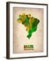 Brazil Watercolor Map-NaxArt-Framed Art Print