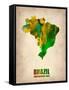Brazil Watercolor Map-NaxArt-Framed Stretched Canvas
