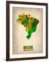 Brazil Watercolor Map-NaxArt-Framed Art Print