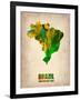 Brazil Watercolor Map-NaxArt-Framed Art Print