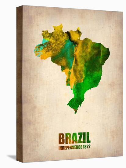 Brazil Watercolor Map-NaxArt-Stretched Canvas