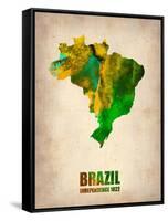 Brazil Watercolor Map-NaxArt-Framed Stretched Canvas