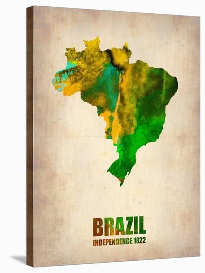 Brazil Watercolor Map-NaxArt-Stretched Canvas