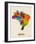 Brazil Watercolor Map-Michael Tompsett-Framed Art Print