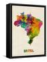 Brazil Watercolor Map-Michael Tompsett-Framed Stretched Canvas