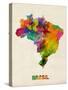 Brazil Watercolor Map-Michael Tompsett-Stretched Canvas