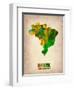 Brazil Watercolor Map-NaxArt-Framed Art Print