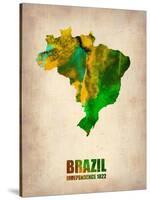 Brazil Watercolor Map-NaxArt-Stretched Canvas