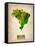 Brazil Watercolor Map-NaxArt-Framed Stretched Canvas