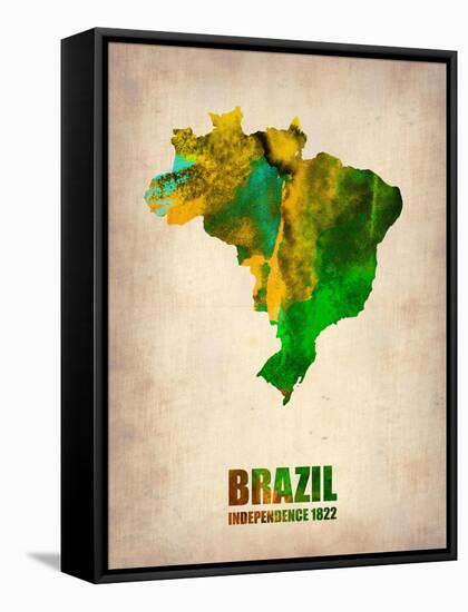 Brazil Watercolor Map-NaxArt-Framed Stretched Canvas