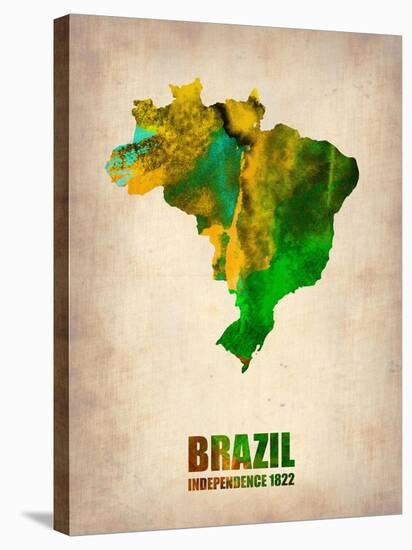 Brazil Watercolor Map-NaxArt-Stretched Canvas