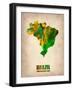 Brazil Watercolor Map-NaxArt-Framed Art Print