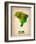 Brazil Watercolor Map-NaxArt-Framed Art Print