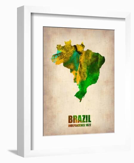 Brazil Watercolor Map-NaxArt-Framed Art Print