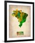 Brazil Watercolor Map-NaxArt-Framed Art Print