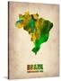 Brazil Watercolor Map-NaxArt-Stretched Canvas