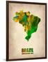 Brazil Watercolor Map-NaxArt-Framed Art Print