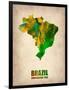 Brazil Watercolor Map-NaxArt-Framed Art Print