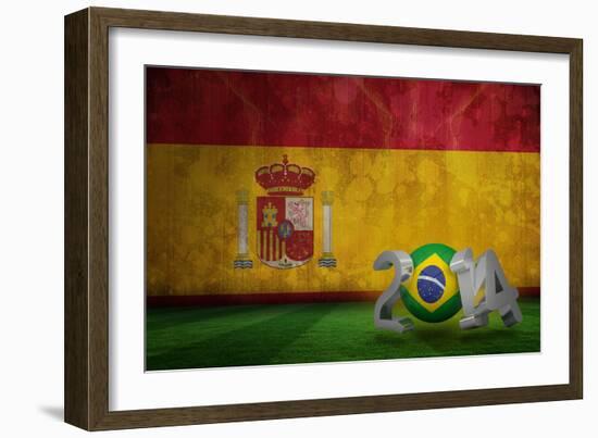 Brazil World Cup 2014 against Spain Flag in Grunge Effect-Wavebreak Media Ltd-Framed Photographic Print