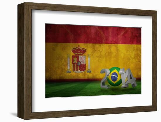 Brazil World Cup 2014 against Spain Flag in Grunge Effect-Wavebreak Media Ltd-Framed Photographic Print