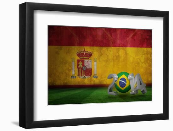 Brazil World Cup 2014 against Spain Flag in Grunge Effect-Wavebreak Media Ltd-Framed Photographic Print