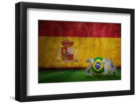 Brazil World Cup 2014 against Spain Flag in Grunge Effect-Wavebreak Media Ltd-Framed Photographic Print