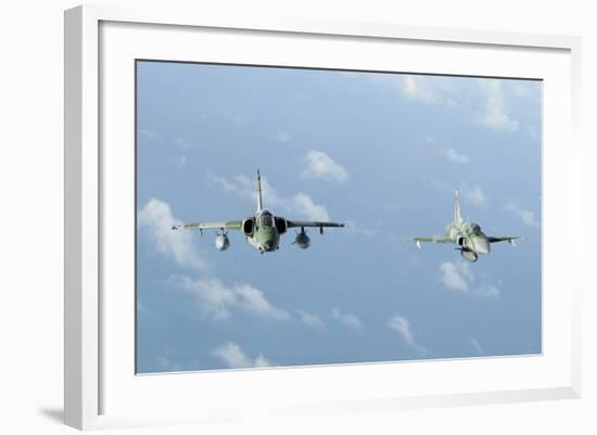 Brazilian Air Force A-1M (Left) and F-5Em Taken In-Flight During Exercise Cruzex-Stocktrek Images-Framed Photographic Print