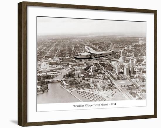 Brazilian Clipper over Miami, 1934-null-Framed Art Print