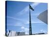 Brazilian Flag Fluttering, National Congress Building, Brasilia, Brazil-null-Stretched Canvas