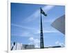 Brazilian Flag Fluttering, National Congress Building, Brasilia, Brazil-null-Framed Photographic Print