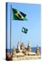 Brazilian Flag On Copacabana Beach In Rio De Janeiro-egd1-Stretched Canvas