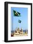 Brazilian Flag On Copacabana Beach In Rio De Janeiro-egd1-Framed Photographic Print