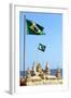 Brazilian Flag On Copacabana Beach In Rio De Janeiro-egd1-Framed Photographic Print