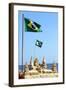 Brazilian Flag On Copacabana Beach In Rio De Janeiro-egd1-Framed Photographic Print