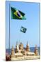 Brazilian Flag On Copacabana Beach In Rio De Janeiro-egd1-Mounted Photographic Print