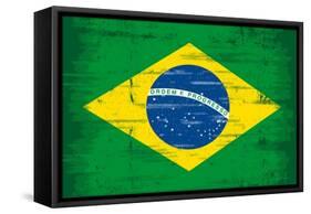 Brazilian Grunge Flag. A Flag Of Brazil With A Texture-TINTIN75-Framed Stretched Canvas