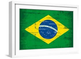 Brazilian Grunge Flag. A Flag Of Brazil With A Texture-TINTIN75-Framed Art Print