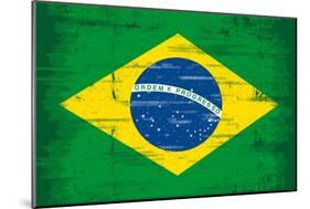 Brazilian Grunge Flag. A Flag Of Brazil With A Texture-TINTIN75-Mounted Art Print