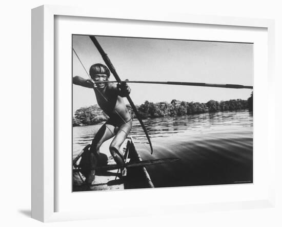 Brazilian Indian Fishing with a Bow and Arrow-Stan Wayman-Framed Photographic Print