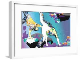 Brazilian People Playing Capoeira Martial Arts in Brazil. Abstract Illustration-Liya Zonova-Framed Art Print