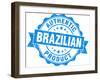 Brazilian Product Blue Grunge Stamp-aquir-Framed Art Print