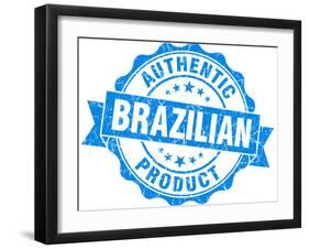 Brazilian Product Blue Grunge Stamp-aquir-Framed Art Print